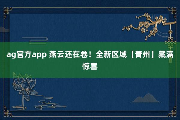ag官方app 燕云还在卷！全新区域【青州】藏满惊喜