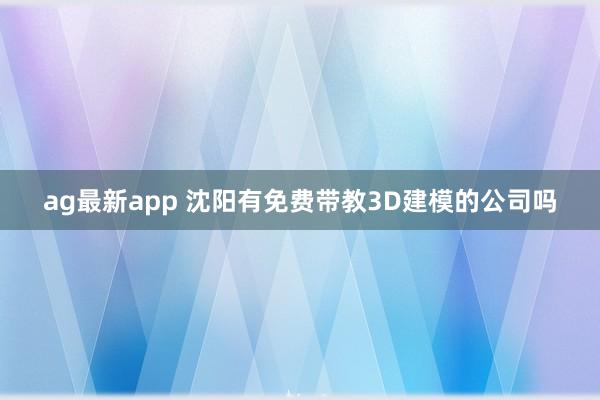 ag最新app 沈阳有免费带教3D建模的公司吗
