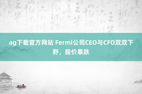 ag下载官方网站 Fermi公司CEO与CFO双双下野，股价暴跌
