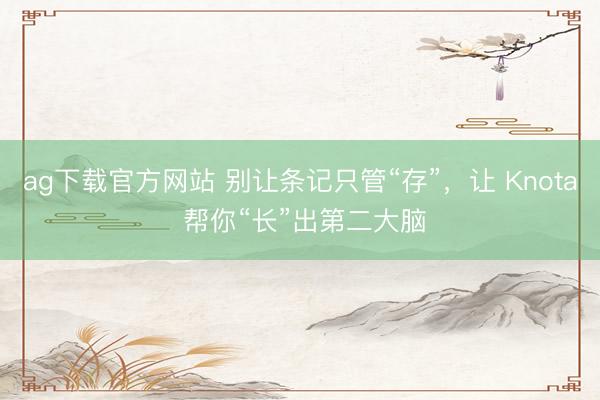 ag下载官方网站 别让条记只管“存”，让 Knota 帮你“长”出第二大脑